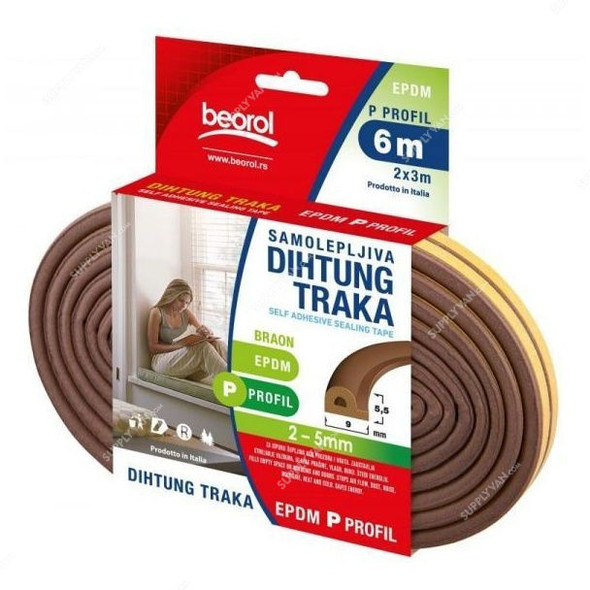 Beorol P Profile Sealing Tape, 2x3 Mtrs, Brown