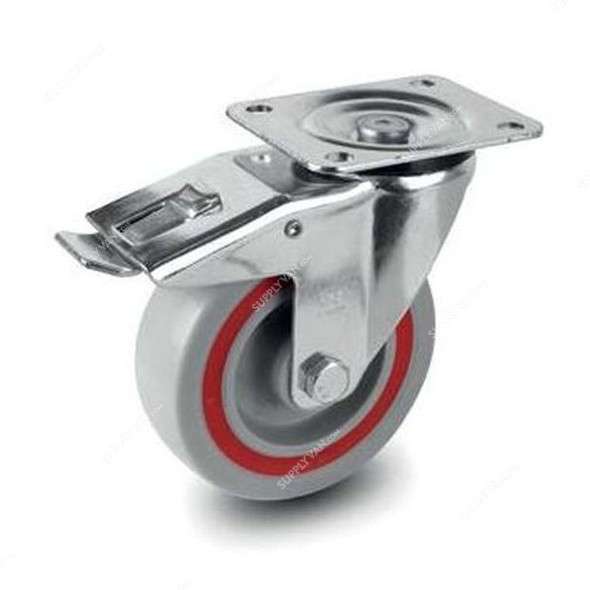 Brake Plate Sandwich Caster, 43125, Medium Duty, 12.5CM, 200Kg