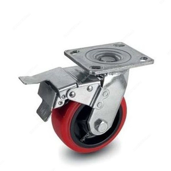 Brake Plate Caster, 090100, Heavy Duty, 10CM, 140Kg