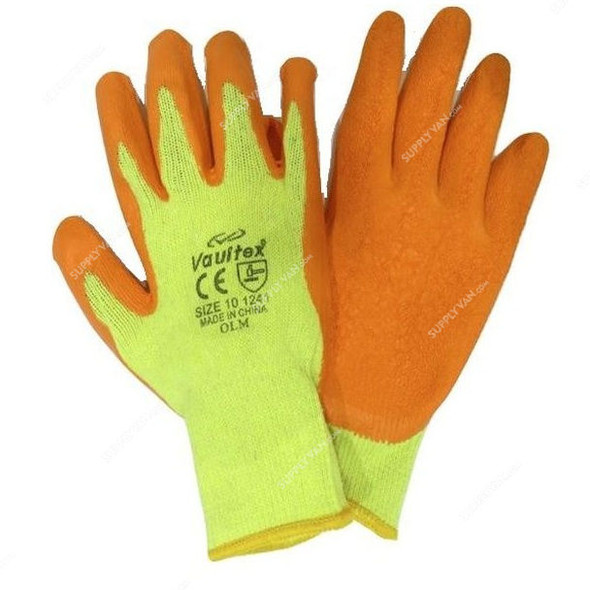 Vaultex Latex Coated Gloves, OLM, Size10, Orange, PK12