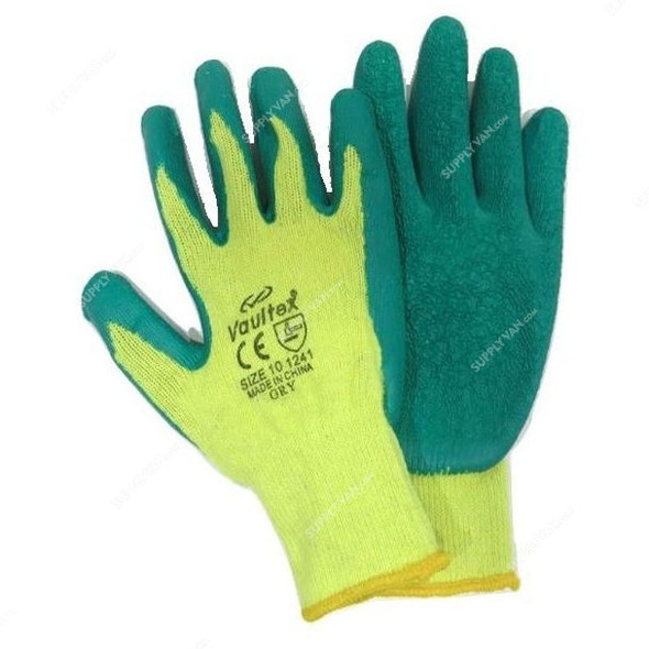 Vaultex Latex Coated Gloves, GRY, Size10, Green, PK12