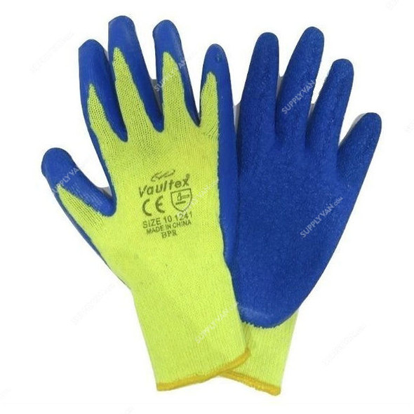 Vaultex Latex Coated Gloves, BPR, Size10, Blue, PK12