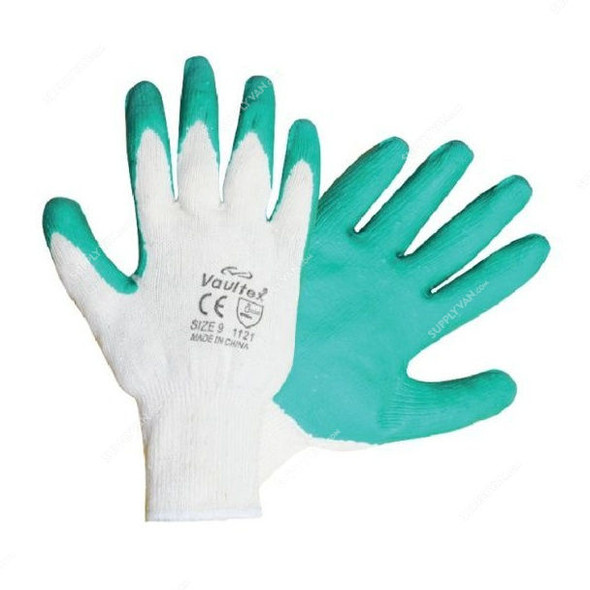 Vaultex Latex Coated Gloves, VS11, Size10, Green, PK12