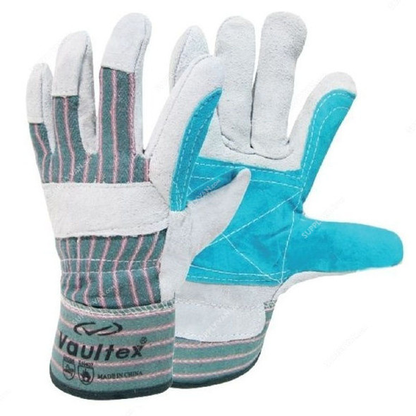 Vaultex Double Palm Leather Gloves, DPG, Free Size, Multicolor, PK12