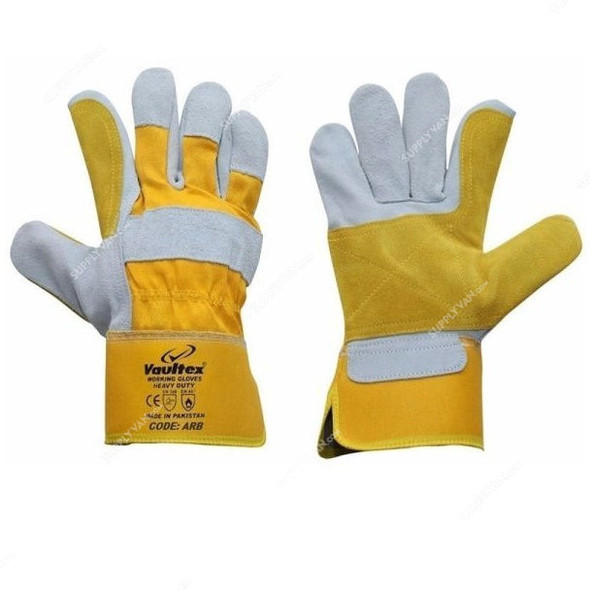 Vaultex Double Palm Leather Gloves, ARB, Free Size, Multicolor, PK12
