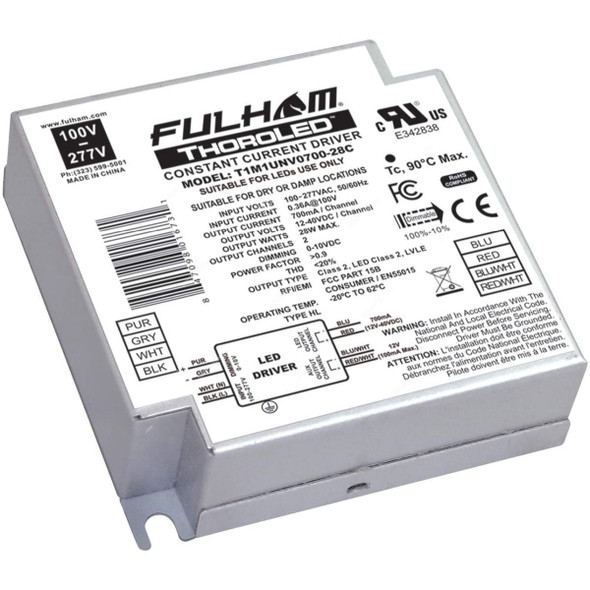 Fulham Constant Current LED Driver, T1M1UNV0700-28C, ThoroLed, 20V, 28W
