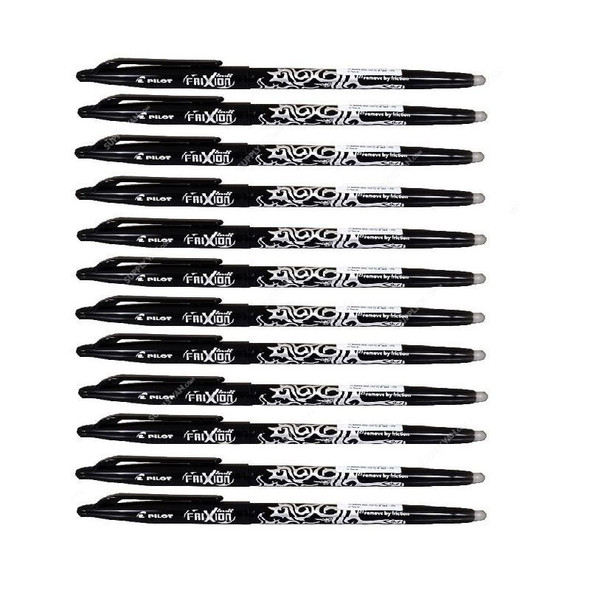Pilot Erasable Rollerball Pen, BL-FR7-B, Frixion, 0.7MM, Black, 12 Pcs/Pack