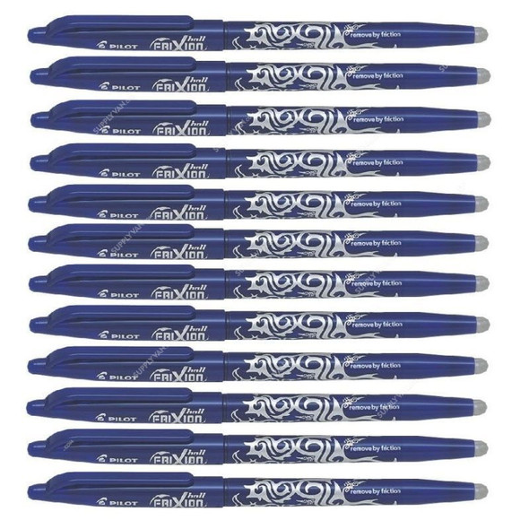 Pilot Erasable Rollerball Pen, BL-FR7-L, Frixion, 0.7MM, Blue, PK12