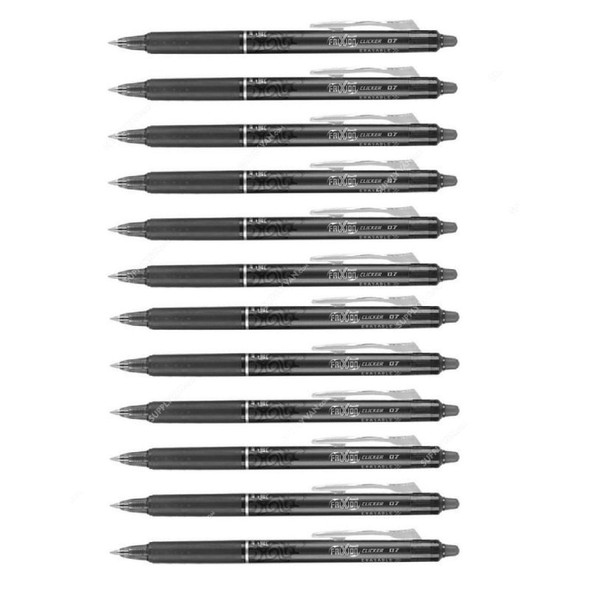 Pilot Erasable Rollerball Pen, BLRT-FR-7-B, Frixion Clicker, 0.7MM, Black, PK12