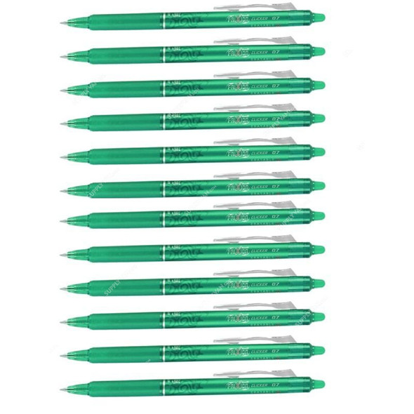 Pilot Erasable Rollerball Pen, BLRT-FR-7-G, Frixion Clicker, 0.7MM, Green, PK12