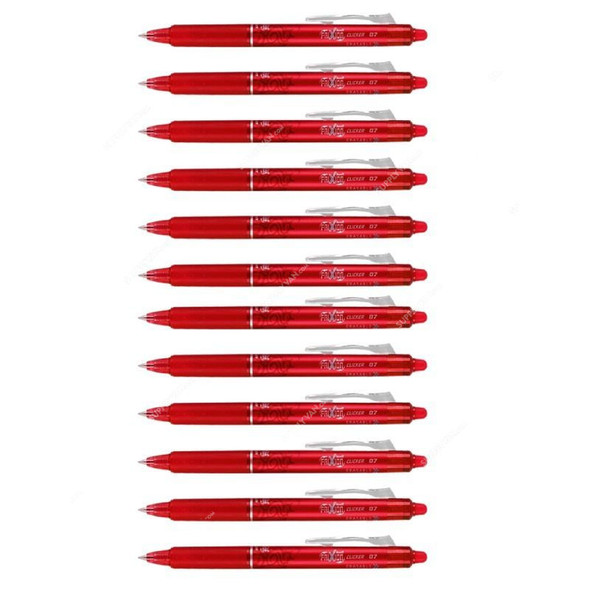 Pilot Erasable Rollerball Pen, BLRT-FR-7-R, Frixion Clicker, 0.7MM, Red, PK12