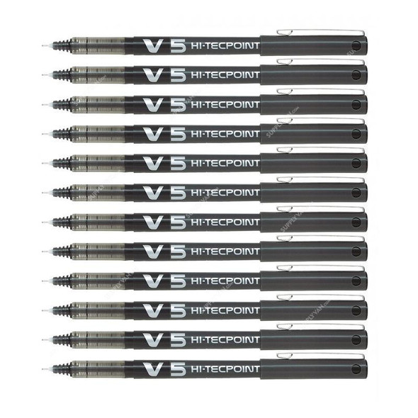 Pilot Rollerball Pen, BX-V5-B, Hi-Tecpoint, 0.5MM, Black, PK12