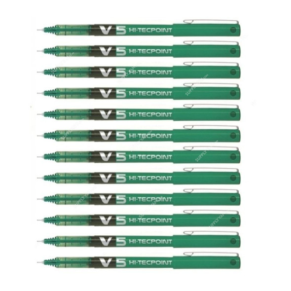 Pilot Rollerball Pen, BX-V5-G, Hi-Tecpoint, 0.5MM, Green, PK12