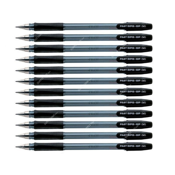 Pilot Ballpoint Pen, BPS-GP-M-B, Super Grip, 1MM, Black, PK12