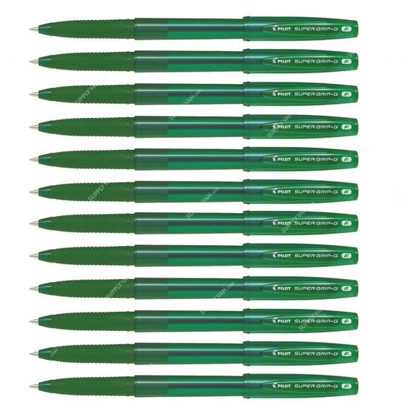 Pilot Ballpoint Pen, BPS-GGF-G, Super Grip G, 0.7MM, Green, PK12