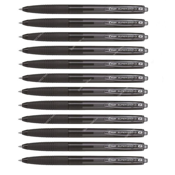 Pilot Retractable Ballpoint Pen, BPGG-8RF-B, Super Grip G, 0.7MM, Black, PK12