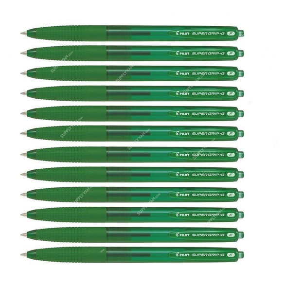 Pilot Retractable Ballpoint Pen, BPGG-8RF-G, Super Grip G, 0.7MM, Green, PK12