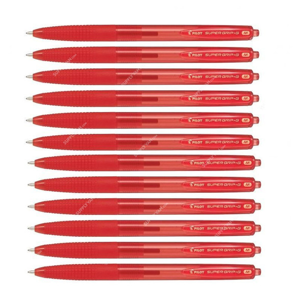 Pilot Retractable Ballpoint Pen, BPGG-8RM-R, Super Grip G, 1MM, Red, PK12