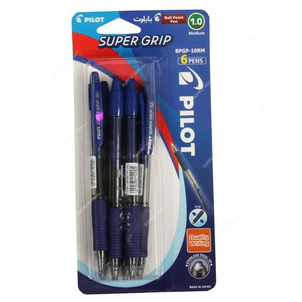 Pilot Ballpoint Pen, BPGP-10RM-BT6, Super Grip, 1MM, PK6