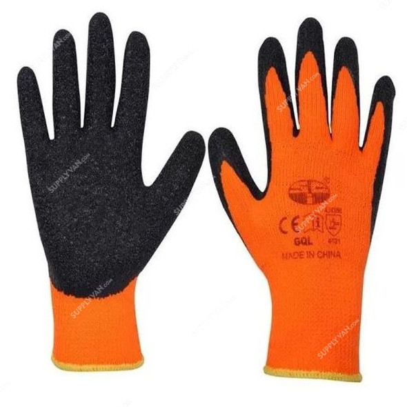 Vaultex Latex Coated Gloves, MFR, Size10, Orange and Black, PK12