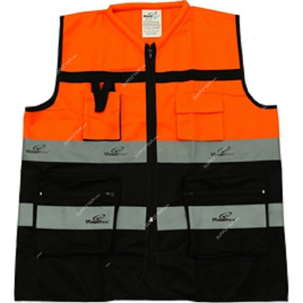 Vaultex Half Sleeve Executive Vest, DHT, 180 GSM, M, Orange/Black