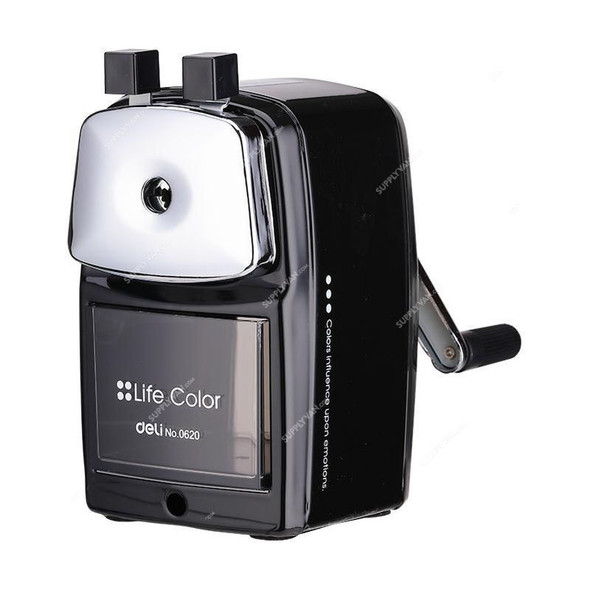 Deli Rotary Pencil Sharpener, E0620, 1 Hole, Black