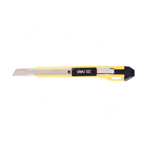 Deli Snap-Off Utility Knife, E2031, 9MM, Yellow, PK12