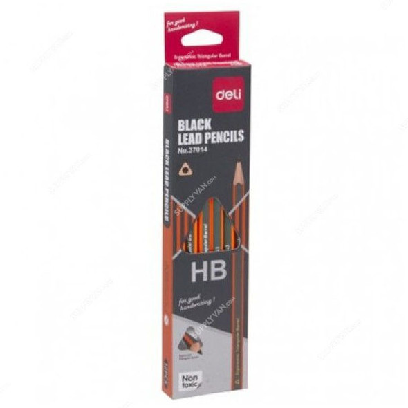 Deli Wooden HB Pencil With Eraser, E37014, PK12