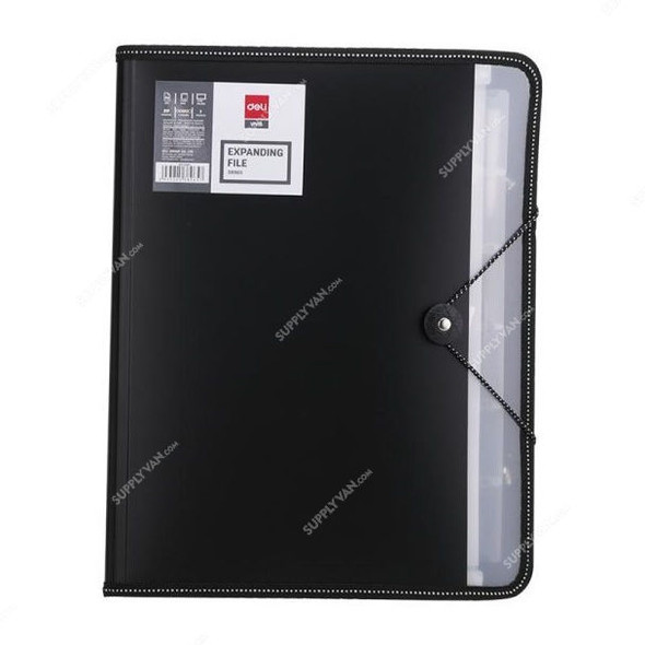Deli Expanding File With Notebook, E38965, 7 Pocket, Black