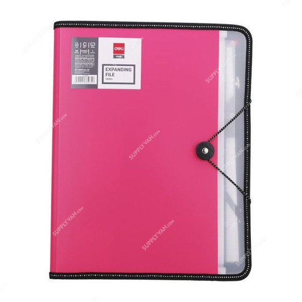 Deli Expanding File With Notebook, E38965, 7 Pocket, Red