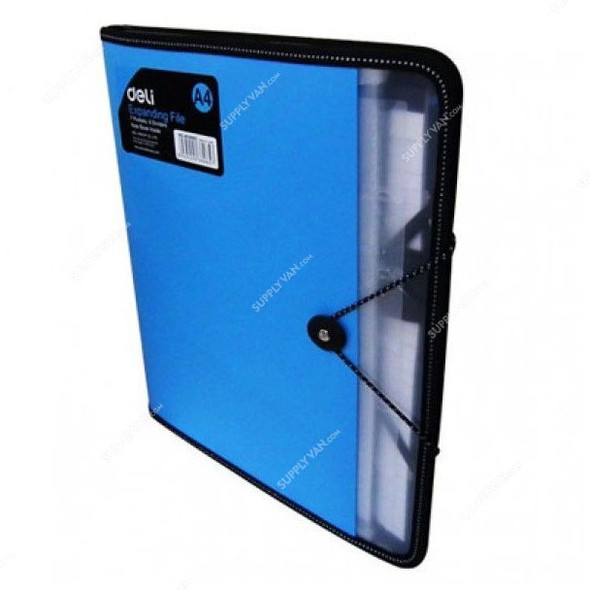 Deli Expanding File With Notebook, E38965, 7 Pocket, Blue