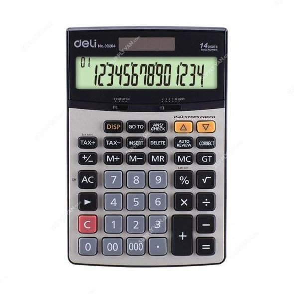 Deli Desktop Calculator, E39264, 14 Digits, Silver