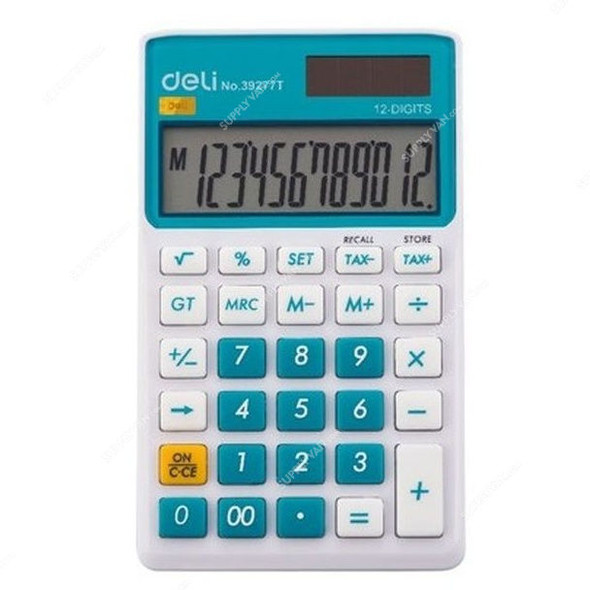 Deli Portable Calculator, E39277T, 12 Digits, Blue