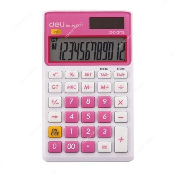 Deli Portable Calculator, E39277T, 12 Digits, Pink