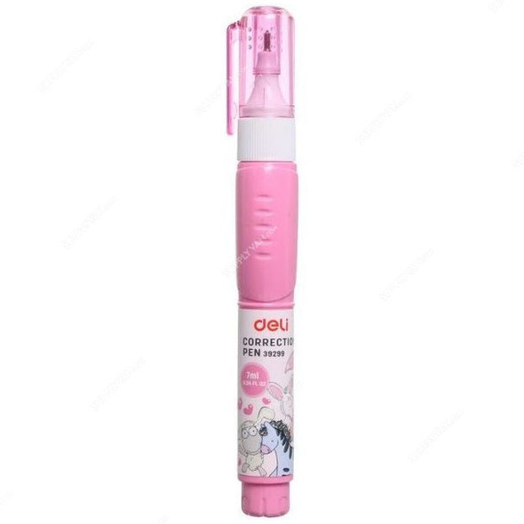 Deli Correction Pen, E39299, 7ML, Pink