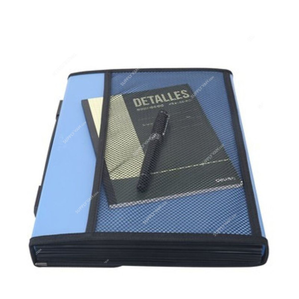 Deli Expanding File With Handle, E5231, 13 Pockets, Blue