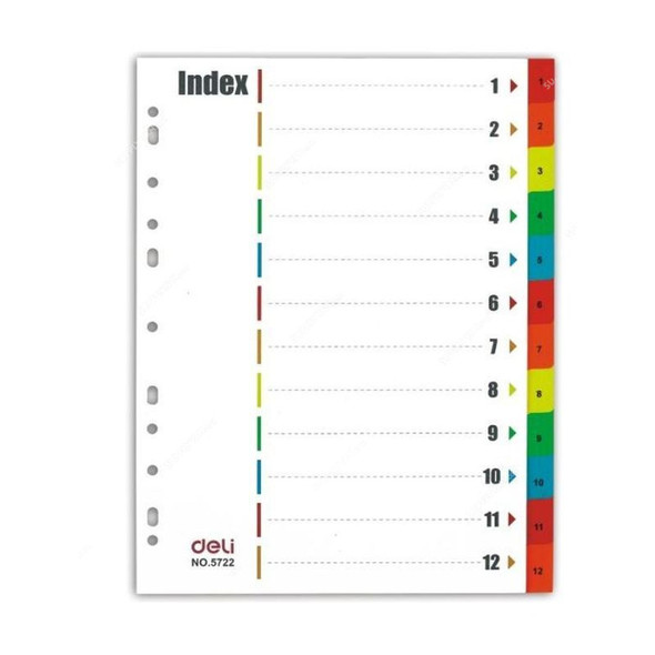 Deli Sheet Divider, E5725A, A4, 12 Sheets