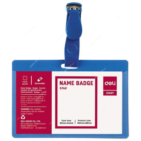 Deli Name Badge, E5740, Strap Clip, 54MM