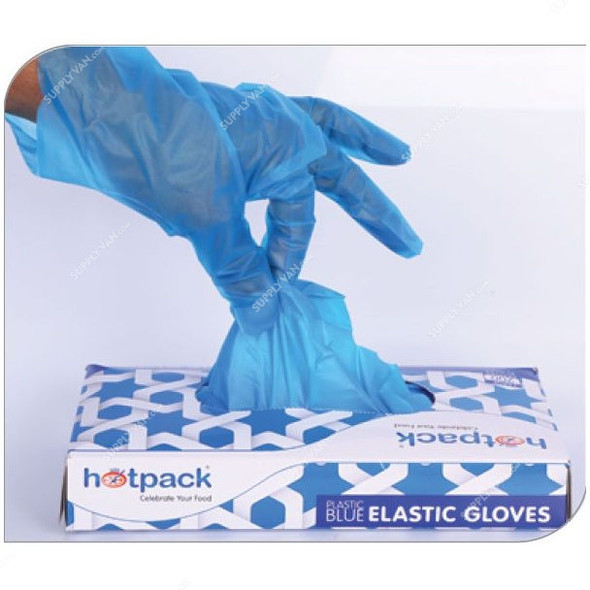 Hotpack Elastic Gloves, PEGL, Blue, L, 1000 Pcs/Carton