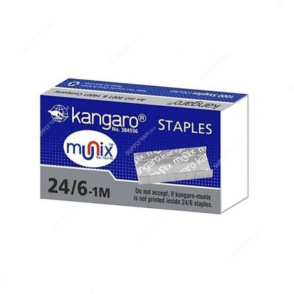 Kangaro Staple Pin, 24/6-1M, Silver, PK20000