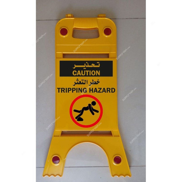 Bi-Warning Sign Board, 108, Caution, 245 x 620MM, Eng/Ar