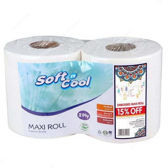 Hotpack Twin Maxi Roll Pack, OPMR2130TP, Soft n Cool, 2 Ply, 300 Mtrs, White, PK2