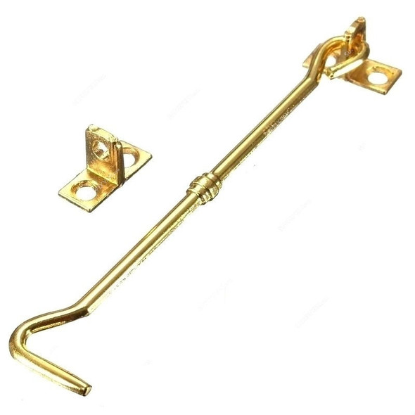 Brass Plated Gate Hook, Metal, 6 Inch, Gold