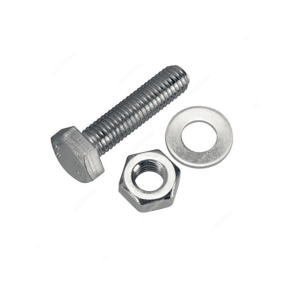 Bolt, Nut and Washer Set, Metal, Silver