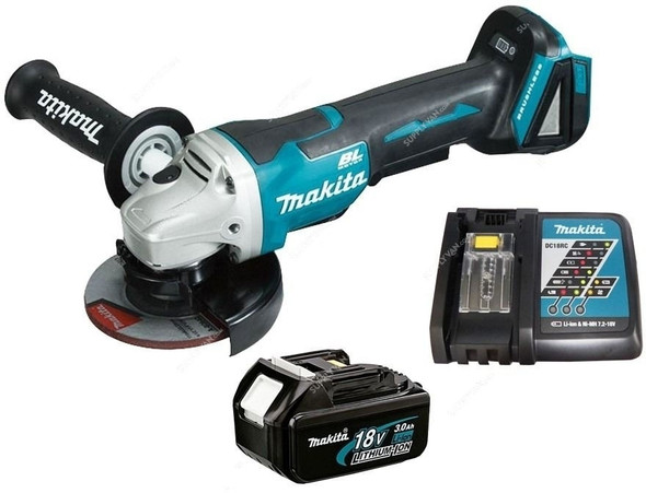 Makita Angle Grinder, DGA455RTJ, 2x 5.0Ah Battery, 1x 18V Charger, 8500 RPM No Load, 4-1/2 Inch Disc
