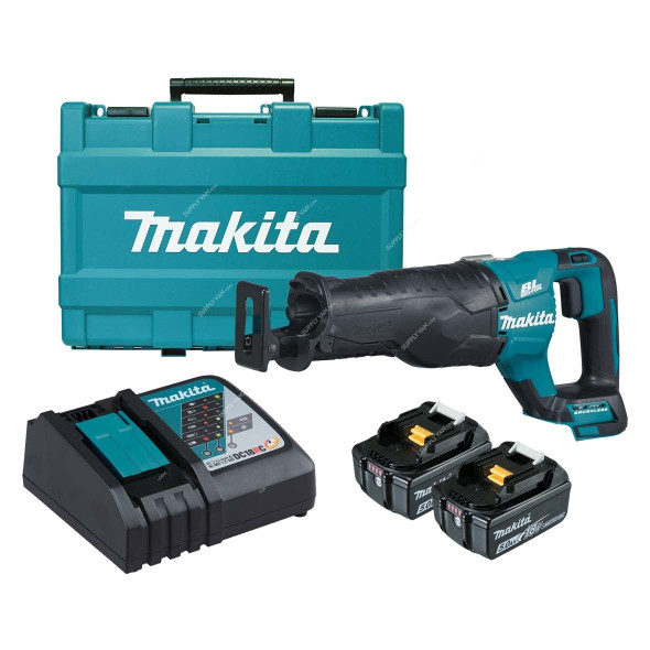 Makita Reciprocating Saw, DJR187RTE, 2x 5.0Ah Battery, 1x 18V Charger, 130MM Pipe/255MM Wood