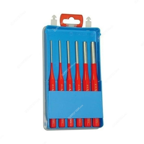 Rennsteig Parallel Pin Punch Set, 425-500-6, Red, 6 Pcs/Set