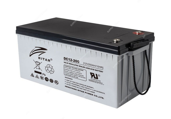 Ritar Energy Storage Battery, DC12-200, 200Ah, 12VDC, 6 Cells