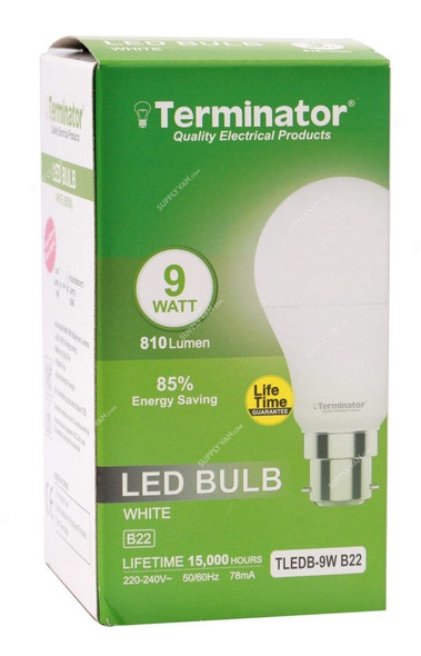 Terminator LED Bulb, TLEDB-9W-B22, 78 mA, 9W, 810 LM