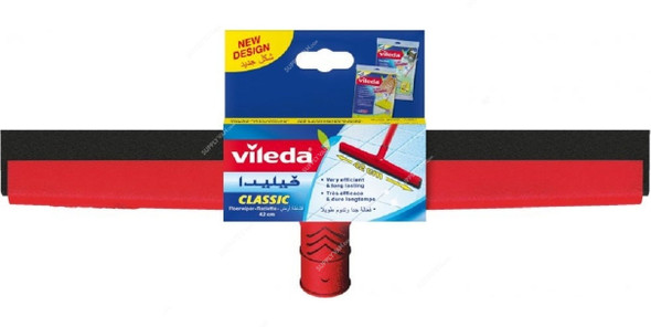 Vileda Classic Floor Wiper With Stick, VLFC70336A, Foam, 42CM, Red and Black